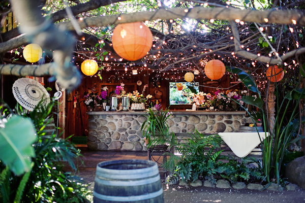 outdoor wedding reception - orange and yellow paper lanterns - photo by Southern California wedding photographer Meg Perotti